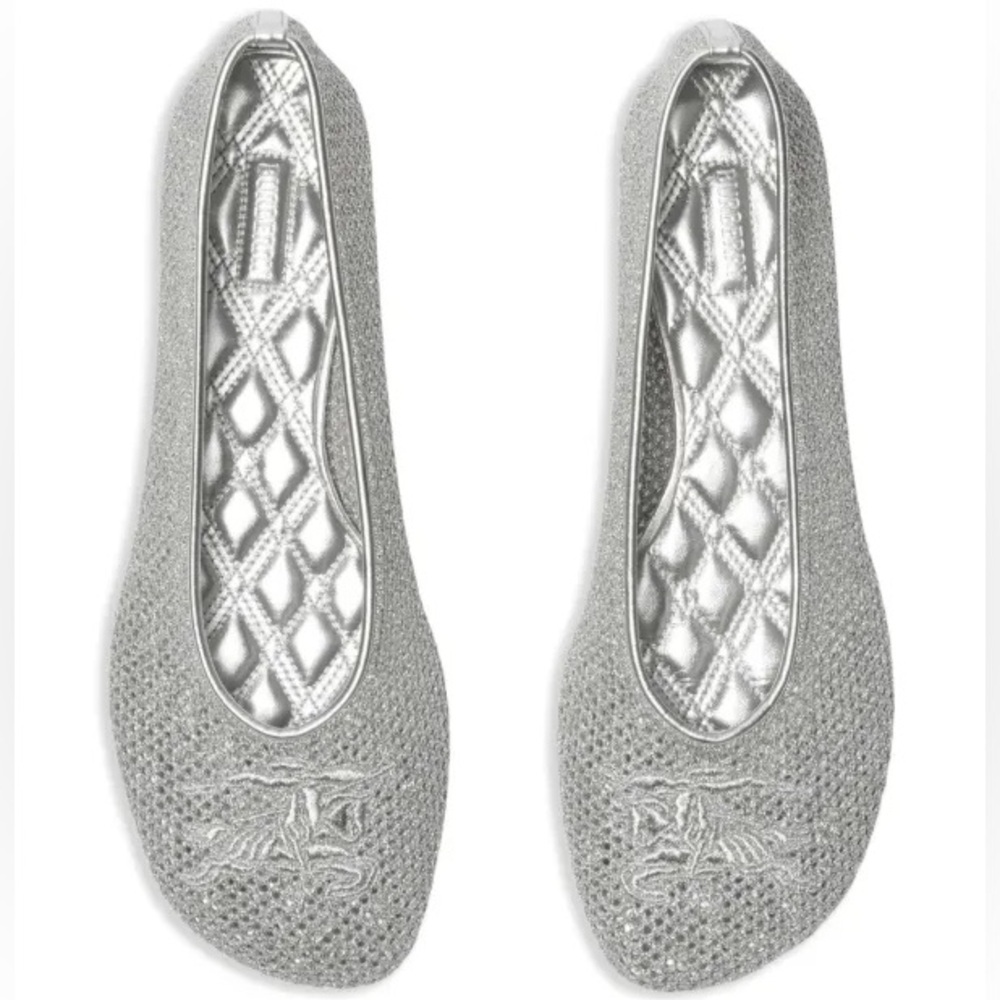 Burberry Mesh Ballerina Flats In Silver